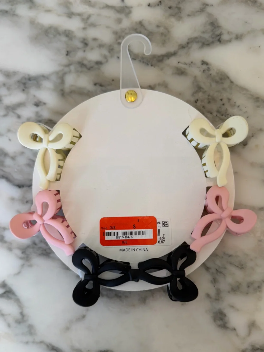 NWT nOir Coquette Bow Hair Claw Clips Set of 6 Pink Black Ivory Small Clips